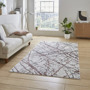 Modern Pink Metallic Abstract Rug - Howth