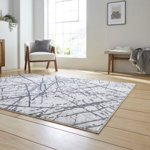 Contemporary Silver Metallic Abstract Rug - Howth