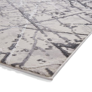 Contemporary Silver Metallic Abstract Rug - Howth