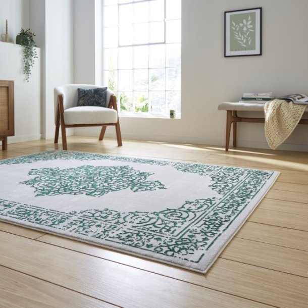 Green Timeless Metallic Traditional Rug - Howth