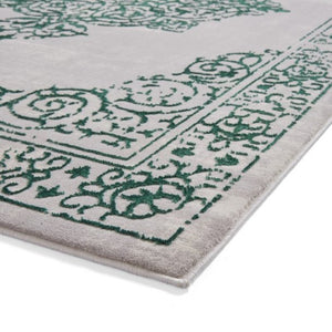 Green Timeless Metallic Traditional Rug - Howth