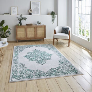 Green Timeless Metallic Traditional Rug - Howth
