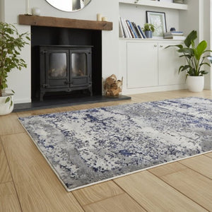 Blue Metallic Marble Rug - Howth