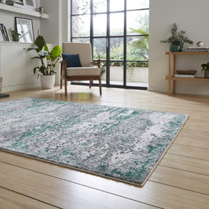 Sage Green Metallic Marble Rug - Howth