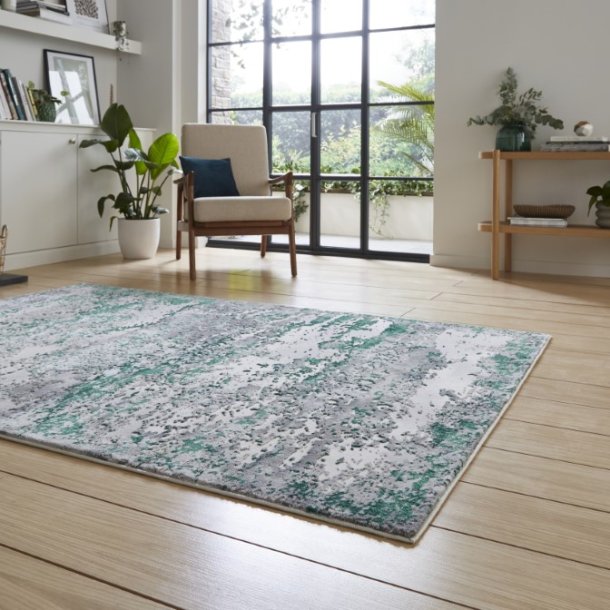 Sage Green Metallic Marble Rug - Howth