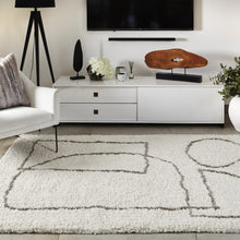 Load image into Gallery viewer, White and Grey Microfibre Picasso Area Rug - Artisan