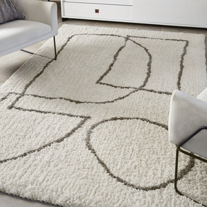 White and Grey Microfibre Picasso Area Rug - Artisan