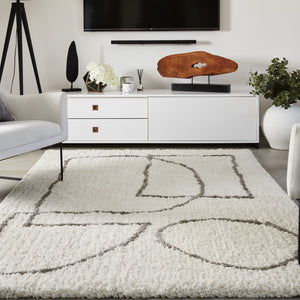 White and Grey Microfibre Picasso Area Rug - Artisan