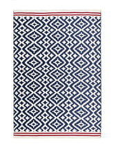 Load image into Gallery viewer, Navy and Red Washable Indoor Outdoor Rug - Aztec