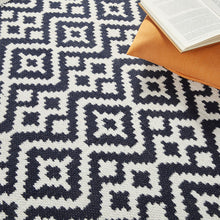 Load image into Gallery viewer, Navy and Red Washable Indoor Outdoor Rug - Aztec