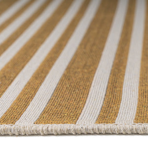 Gold Scandi Fringed Cotton Flatweave Rug - Azteca