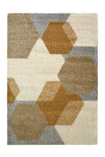 Load image into Gallery viewer, Yellow and Grey Hexagon Microfibre Shaggy Rug - Brae