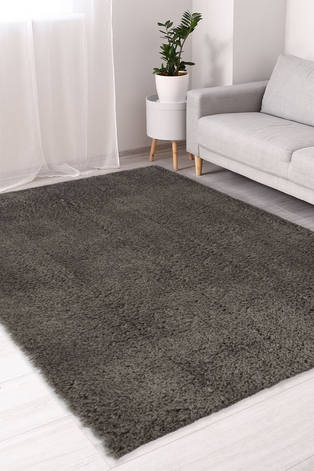 Charcoal 3cm Microfibre Shaggy Rug - Brae