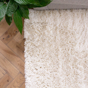 Ivory 3cm Deep Microfibre Shaggy Rug - Brae