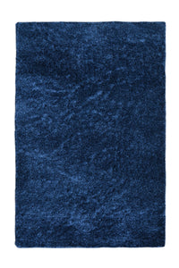 Navy 3cm Microfibre Shaggy Living Room Rug - Brae