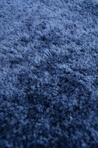 Navy 3cm Microfibre Shaggy Living Room Rug - Brae