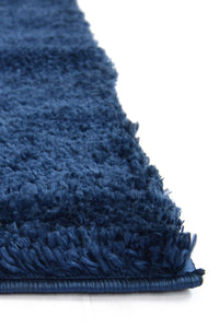 Navy 3cm Microfibre Shaggy Living Room Rug - Brae