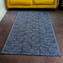 Load image into Gallery viewer, Navy and White Herringbone Reversible Large Indoor Outdoor Rug - Capri