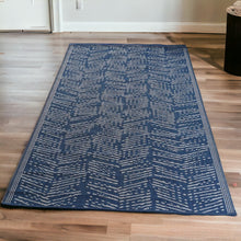 Load image into Gallery viewer, Navy and White Herringbone Reversible Large Indoor Outdoor Rug - Capri