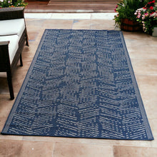 Load image into Gallery viewer, Navy and White Herringbone Reversible Large Indoor Outdoor Rug - Capri