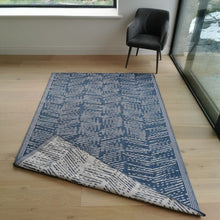 Load image into Gallery viewer, Navy and White Herringbone Reversible Large Indoor Outdoor Rug - Capri