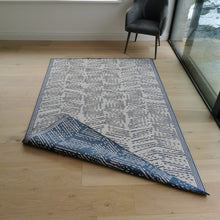 Load image into Gallery viewer, Navy and White Herringbone Reversible Large Indoor Outdoor Rug - Capri