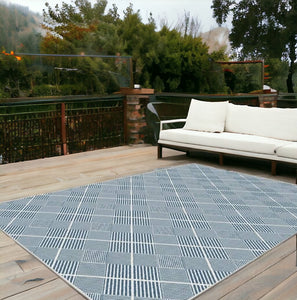 Blue Geometric Reversible Indoor Outdoor Rug - Capri