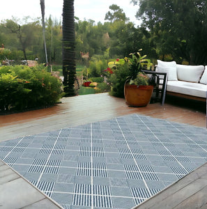 Blue Geometric Reversible Indoor Outdoor Rug - Capri