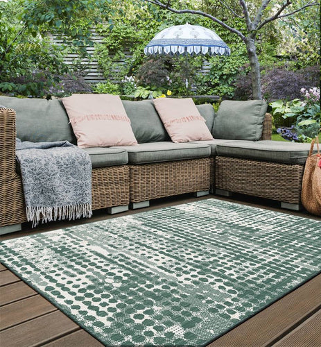 Green Ombre Dotted Reversible Indoor Outdoor Rug - Capri