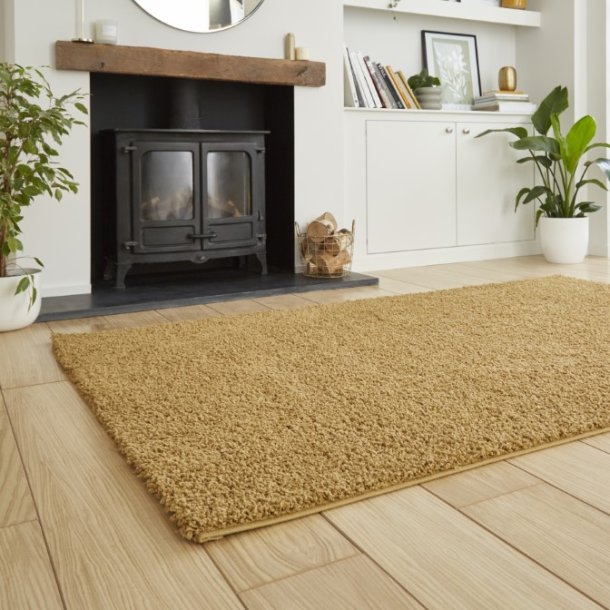 Gold Polyester Washable Shaggy Rug -  Bali