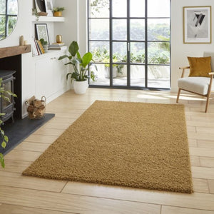 Gold Polyester Washable Shaggy Rug -  Bali