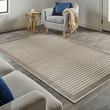 Load image into Gallery viewer, Natural Bordered Striped Living Room Rug - Belgrade