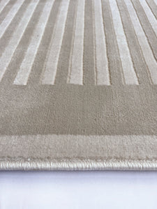 Natural Bordered Striped Living Room Rug - Belgrade