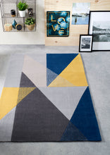 Load image into Gallery viewer, Blue and Yellow Stunning Geometric Rug - Trio