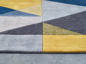 Blue and Yellow Stunning Geometric Rug - Trio