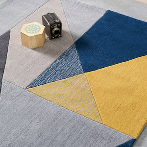 Blue and Yellow Stunning Geometric Rug - Trio