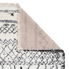 Load image into Gallery viewer, Black and White Moroccan Fringed Shaggy Rug -  Boho