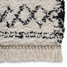 Load image into Gallery viewer, Black and White Moroccan Fringed Shaggy Rug -  Boho