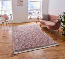 Load image into Gallery viewer, Rose Pink Moroccan Trellis Shaggy Rug -  Boho