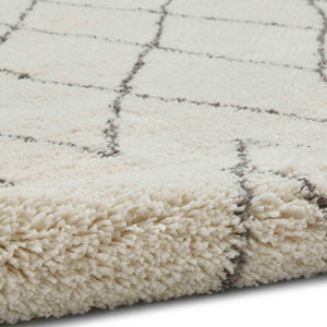 Cream and Grey Designer Shaggy Rug -  Boho