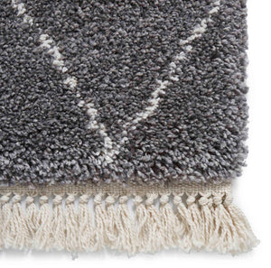 Luxurious Grey Designer Tribal Shaggy Rug -  Boho