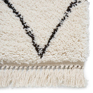 Luxurious White and Black Designer Shaggy Rug -  Boho