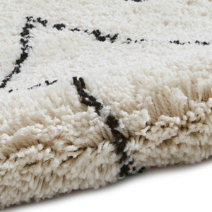 Luxurious White and Black Designer Shaggy Rug -  Boho