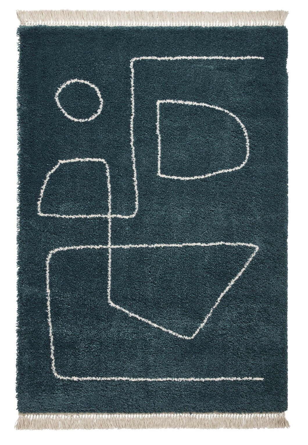 Dark Green Art Deco Designer Shaggy Rug -  Boho