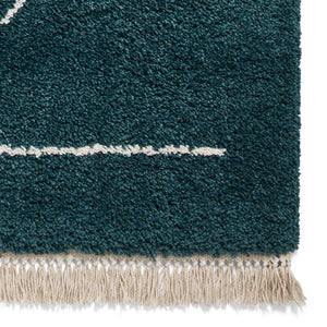 Dark Green Art Deco Designer Shaggy Rug -  Boho