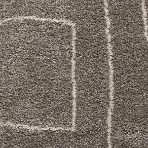 Grey Art Deco Designer Shaggy Rug -  Boho