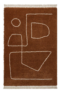 Modern Rust Art Deco Shaggy Rug -  Boho