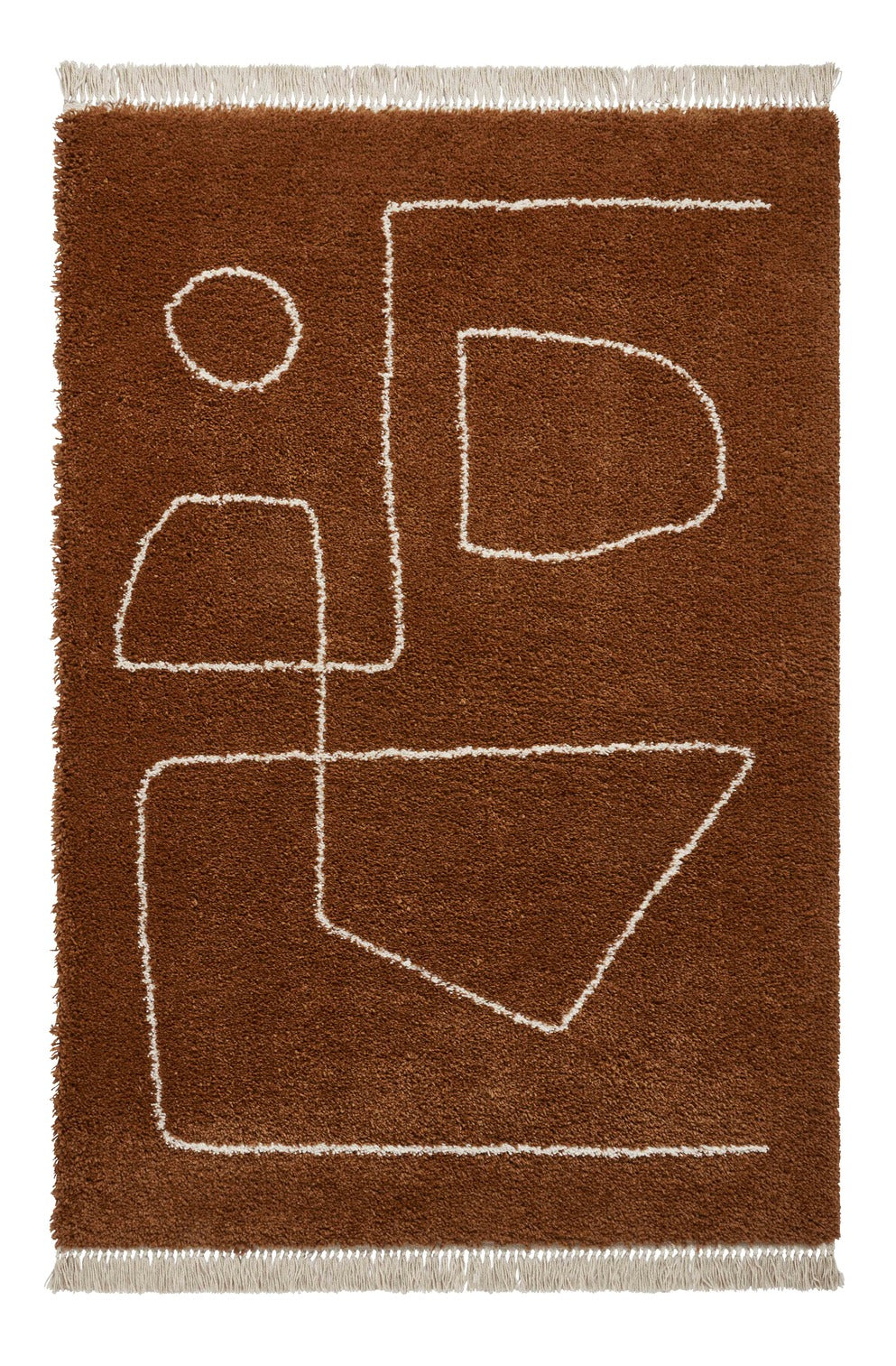 Modern Rust Art Deco Shaggy Rug -  Boho