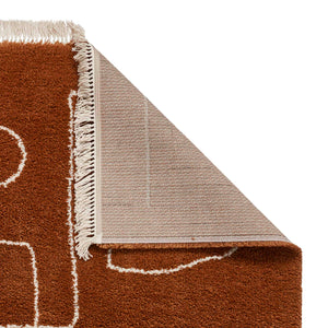 Modern Rust Art Deco Shaggy Rug -  Boho