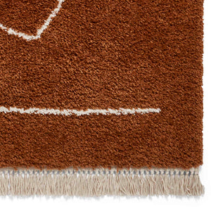 Modern Rust Art Deco Shaggy Rug -  Boho